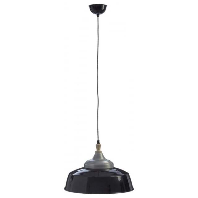 "Fusion Living Large Iron and Wood Black Pendant "