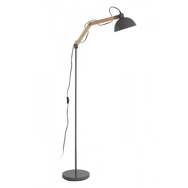 "Fusion Living Grey Metal and Wooden Angle Floor Lamp "