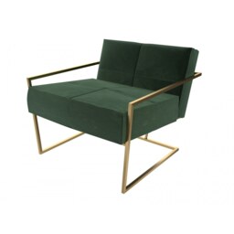 Gillmore Luxe - Upholstered Dark Green Velvet Armchair With Brushed Brass Frame Frame Colour: Brushed Brass, Seat Colour: Dark Green