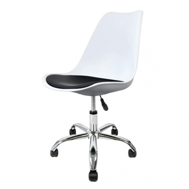 "Fusion Living Soho White and Black Plastic Desk Chair with Swivel Base "