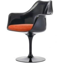 "Fusion Living Black and Velveteen Orange Chelsea Armchair "