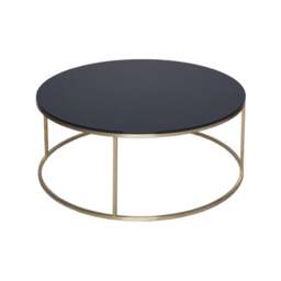 "Gillmore Black Glass and Gold Metal Contemporary Circular Coffee Table "