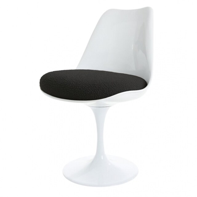 "Fusion Living White and Charcoal Grey Boucle Chelsea Side Chair "
