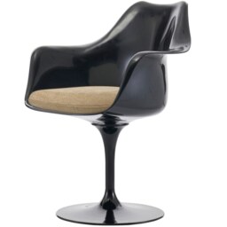 "Fusion Living Black and Velveteen Beige Chelsea Armchair "