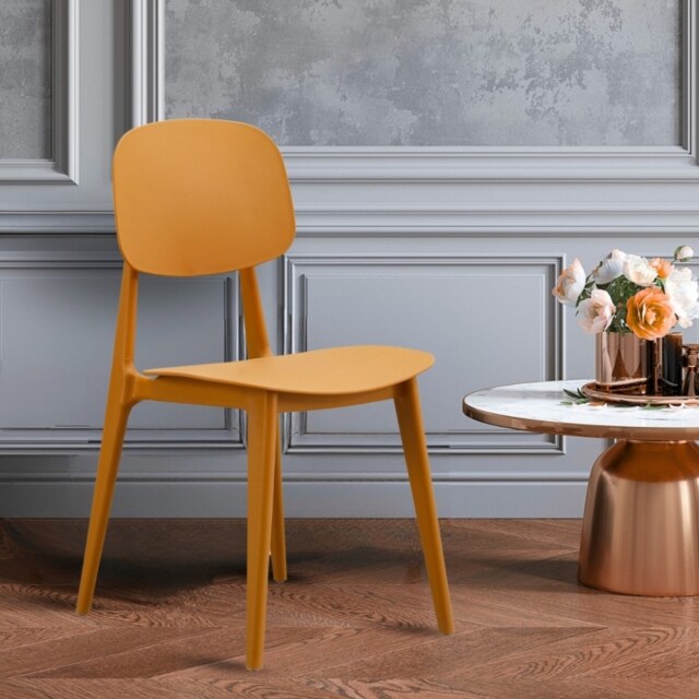 "Fusion Living Oslo Mustard Yellow Plastic Dining Chair "