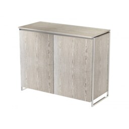 Gillmore Luxe - Two Door Sideboard In Weathered Oak With Polished Chrome Frame Frame Colour: Polished Chrome, Unit Colour: Weathered Oak