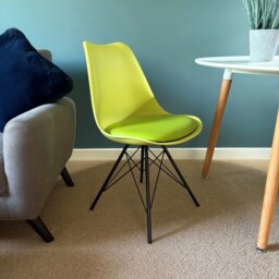 "Fusion Living Soho Green Plastic Dining Chair with Black Metal Legs "