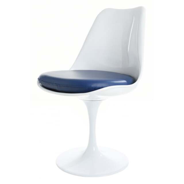 "Fusion Living White and Navy PU Chelsea Side Chair "
