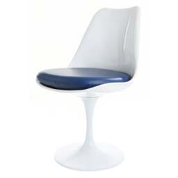 "Fusion Living White and Navy PU Chelsea Side Chair "