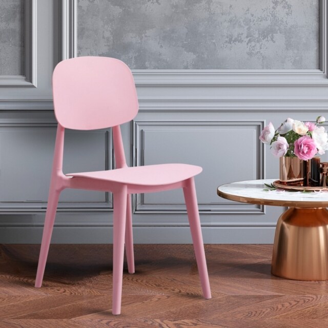 "Fusion Living Oslo Baby Pink Plastic Dining Chair "