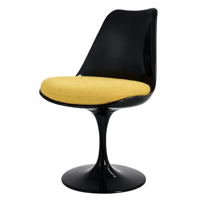 "Fusion Living Black and Sunflower Yellow Chenille Chelsea Side Chair "