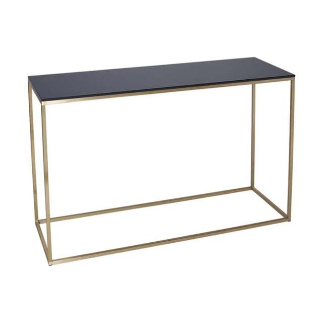 "Gillmore Black Glass and Gold Metal Contemporary Console Table "