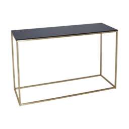 "Gillmore Black Glass and Gold Metal Contemporary Console Table "