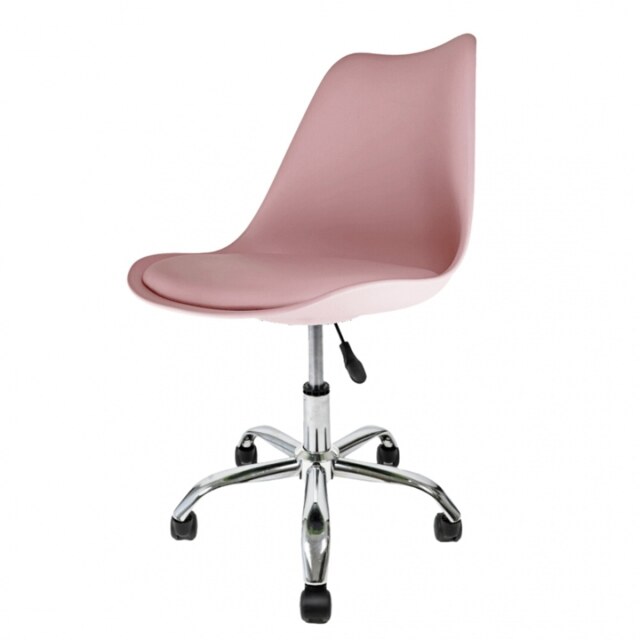"Fusion Living Soho Blush Pink Plastic Desk Chair with Swivel Base "