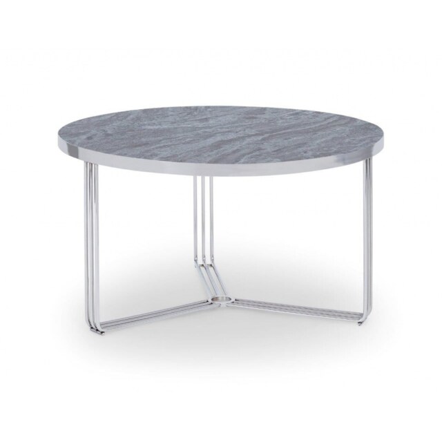 Gillmore Deco - Medium Circular Coffee Table With Dark Wood Top and Polished Chrome Frame Table Top Finish: Dark Wood, Frame Colour: Polished Chrome