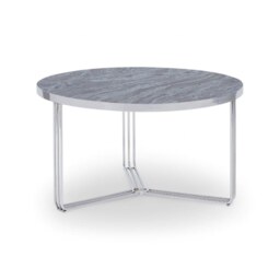 Gillmore Deco - Medium Circular Coffee Table With Dark Wood Top and Polished Chrome Frame Table Top Finish: Dark Wood, Frame Colour: Polished Chrome