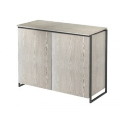 Gillmore Luxe - Two Door Sideboard In Weathered Oak With Matt Black Frame Frame Colour: Matt Black, Unit Colour: Weathered Oak