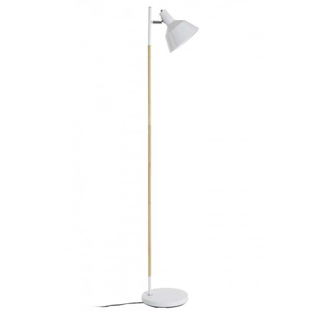 "Fusion Living Scandi Style Wood and White Metal Floor Lamp "