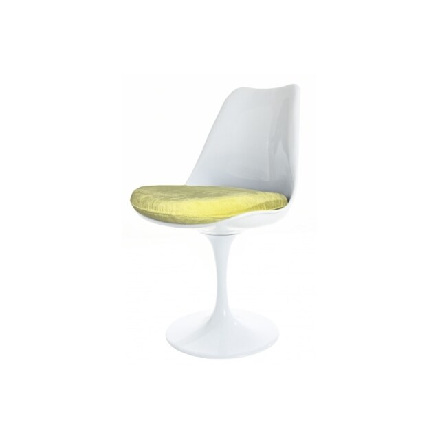 Fusion Living Chelsea Set - White Medium Circular Table with Two Chairs - Luxurious Yellow Chair Colour: Luxurious Yellow