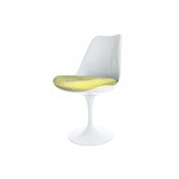Fusion Living Chelsea Set - White Medium Circular Table with Two Chairs - Luxurious Yellow Chair Colour: Luxurious Yellow