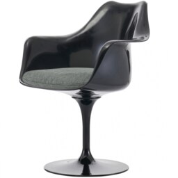 "Fusion Living Black and Velveteen Grey Chelsea Armchair "