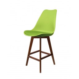 "Fusion Living Soho Green Plastic Bar Stool with Dark Wood Legs "