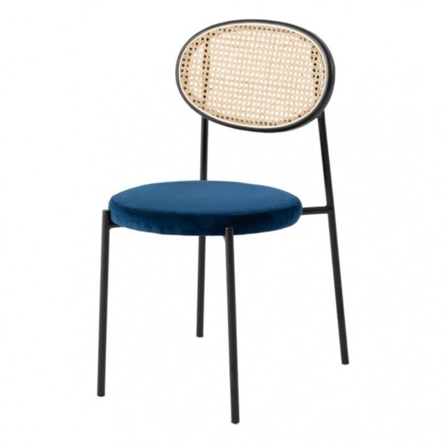 "Fusion Living Paris Navy Velvet Dining Chair "