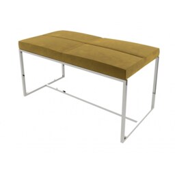 Gillmore Luxe - Upholstered Mustard Yellow Velvet Large Stool With Polished Chrome Frame Frame Colour: Polished Chrome, Seat Colour: Mustard Yellow