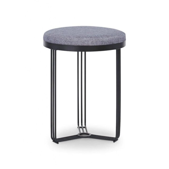 Gillmore Deco - Small Circular Side Table With Pewter Upholstered Top and Black Powder Frame Table Top Finish: Pewter, Frame Colour: Black Powder