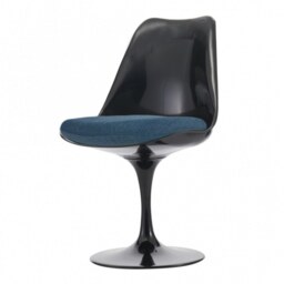 "Fusion Living Black and Velveteen Navy Chelsea Side Chair "