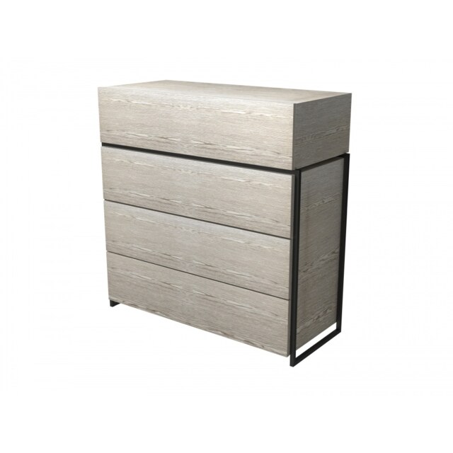 Gillmore Luxe - Four Drawer Chest In Weathered Oak With Matt Black Frame Frame Colour: Matt Black, Unit Colour: Weathered Oak