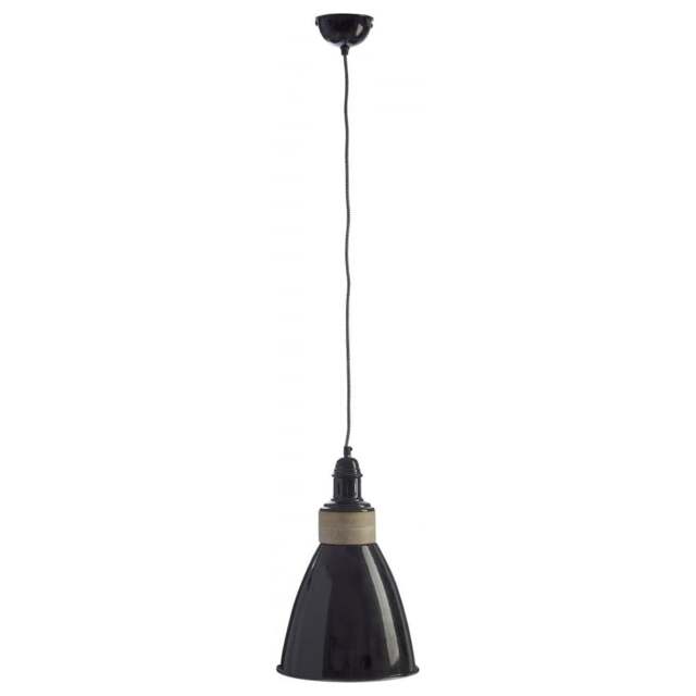 "Fusion Living Small Iron and Wood Domed Black Pendant "