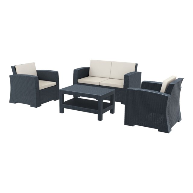 "Fusion Living Monaco Outdoor Lounge Set - Dark Grey Frame With Cushions "