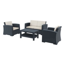 "Fusion Living Monaco Outdoor Lounge Set - Dark Grey Frame With Cushions "