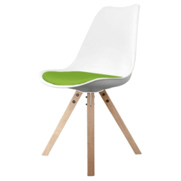 "Fusion Living Soho White and Green Dining Chair with Square Pyramid Light Wood Legs "
