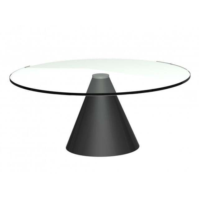 "Gillmore Round Clear Glass Coffee Table with Conical Black Base "