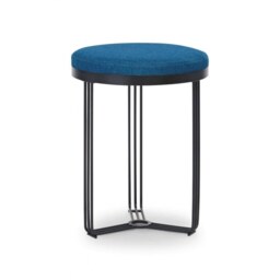 Gillmore Deco - Small Circular Side Table With Blue Upholstered Top and Black Powder Frame Table Top Finish: Blue, Frame Colour: Black Powder