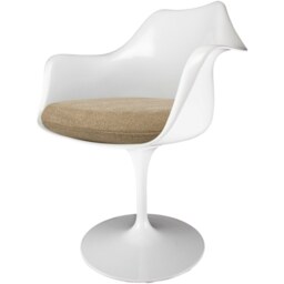 "Fusion Living White and Velveteen Beige Chelsea Armchair "