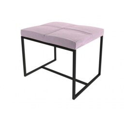 Gillmore Luxe - Upholstered Blush Pink Velvet Small Stool With Matt Black Frame Frame Colour: Matt Black, Seat Colour: Blush Pink