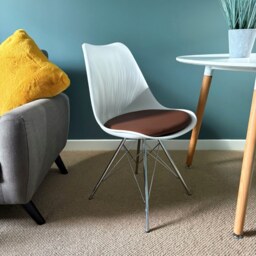 "Fusion Living Soho White and Chocolate Brown Plastic Dining Chair with Chrome Metal Legs "