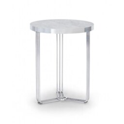 Gillmore Deco - Small Circular Side Table With Pale Stone Top And Polished Chrome Table Top Finish: Pale Stone, Frame Colour: Polished Chrome