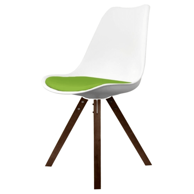 "Fusion Living Soho White and Green Dining Chair with Square Pyramid Dark Wood Legs "