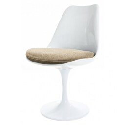 "Fusion Living White and Velveteen Beige Chelsea Side Chair "