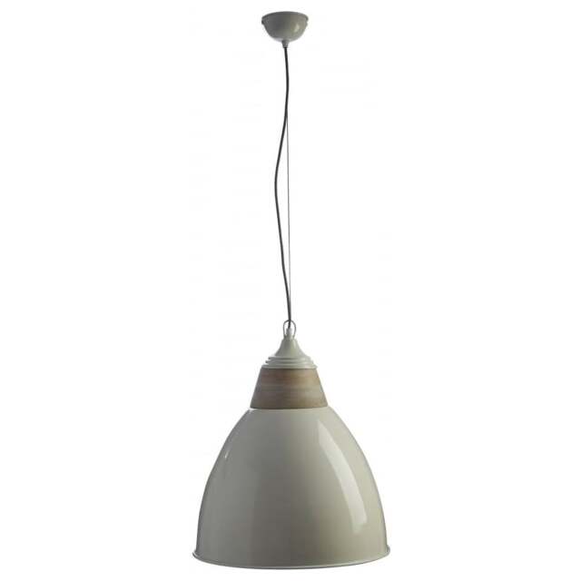 "Fusion Living Large Iron and Wood Domed White Pendant "