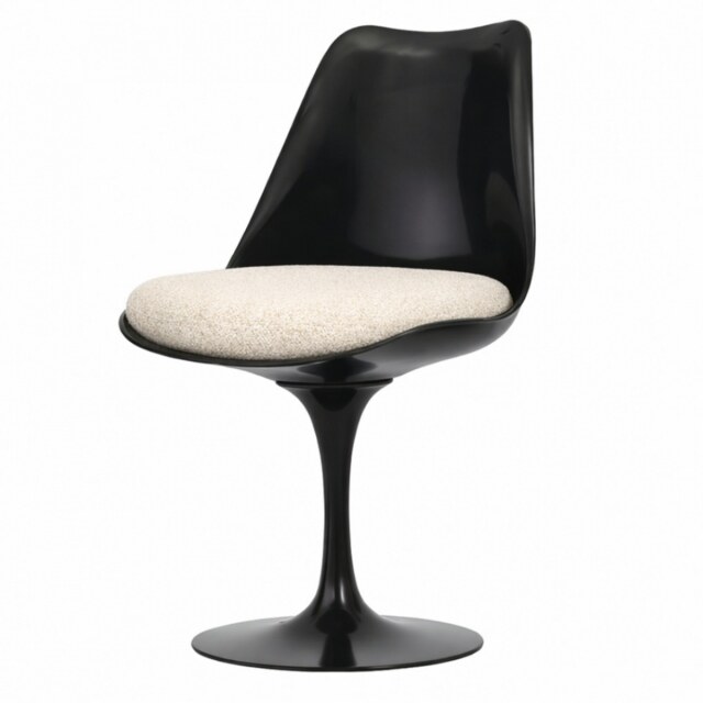 "Fusion Living Black and Cream Boucle Chelsea Side Chair "