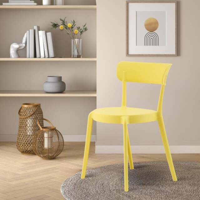 "Fusion Living Lemon Yellow Plastic Bistro Dining Chair "