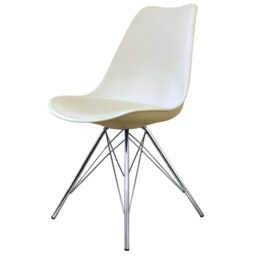"Fusion Living Soho Vanilla Plastic Dining Chair with Chrome Metal Legs "