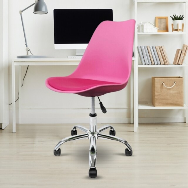 "Fusion Living Soho Bright Pink Plastic Desk Chair with Swivel Base "