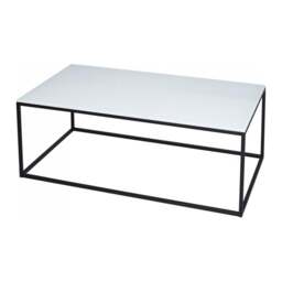"Gillmore White Glass and Black Metal Contemporary Rectangular Coffee Table "