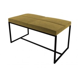 Gillmore Luxe - Upholstered Mustard Yellow Velvet Large Stool With Matt Black Frame Frame Colour: Matt Black, Seat Colour: Mustard Yellow